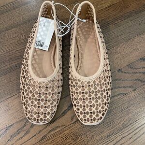 H&M Beige Laser-Cut Ballet Flats - NWT